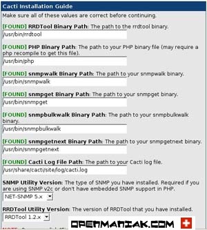 cacti installation guide 	Check if the required tools are correcty seen by cacti