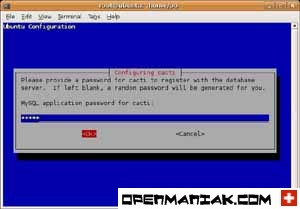 cacti package install ubuntu debian Mot de passe de l'utilisateur MySQL cacti