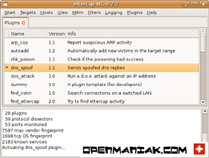 openmaniak ettercap  man in the middle attack dns_spoof line