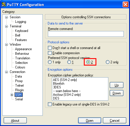 putty ssh2 version 