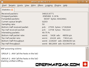 man in the middle attack  openmaniak ettercap Statistics view