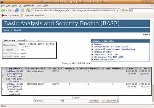 BASE base analysis and security engine snort_inline  Bad Traffic Same Src/Dst IP Loopback IP
