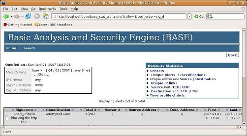BASE base analysis and security engine snort_inline  Classification: Attempted User Privilege Gain