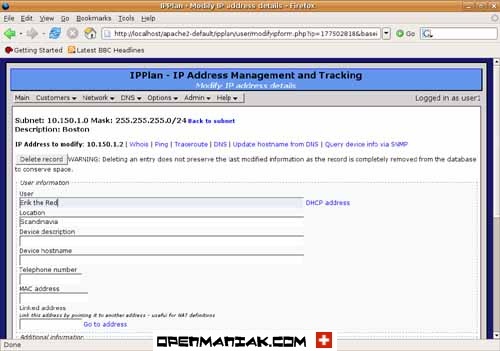 ipplan Details about an IP address