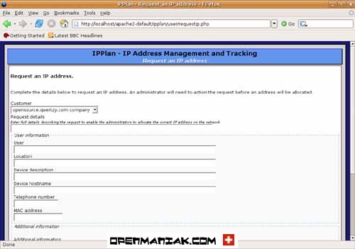 ipplan The clients can request IP addresses