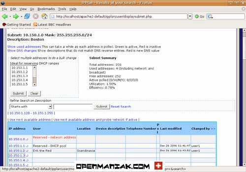 ipplan détails à propos d'un subnet