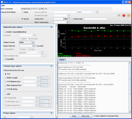 jperf bidirectionnal bandwidth measurement