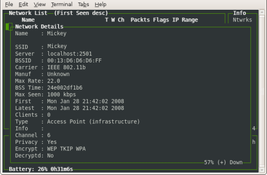 kismet access point details