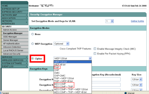 cisco ssid security mode