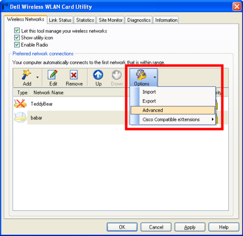 cisco dell wirless WLAN Card Utility