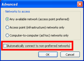 dell client connect
 to non-prefered networks