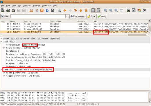 wireshark wireless trame de gestion beacon