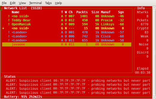 kismet interface graphique
