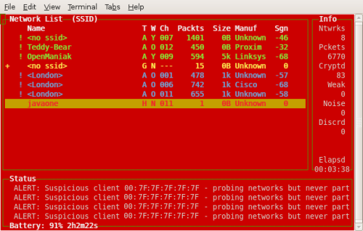 kismet gui interface