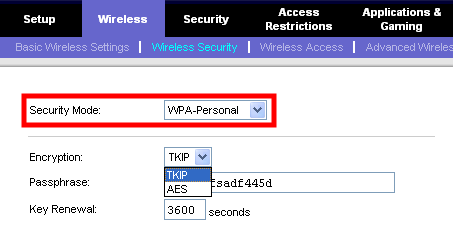 linksys wireless mode de securité wpa