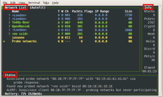 kismet interface principale
