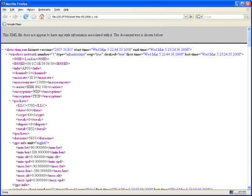 wireshark kismet xml log file