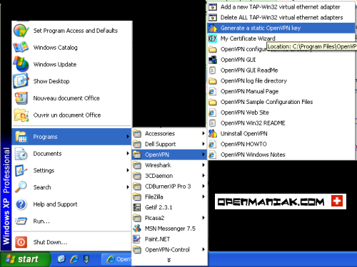 openmaniak generate a static openvpn key