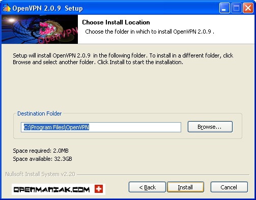 openmaniak openvpn installation wizard Choose install location