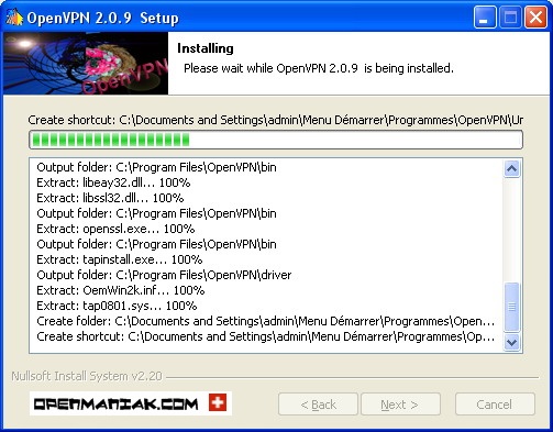 openmaniak openvpn installation wizard installing