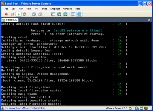 trixbox Vmware installation