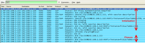 sip steps ack invite ringing OK bye 407 180 200 wireshark capture