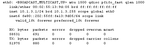 vyatta output show interfaces ethernet eth0 statistics