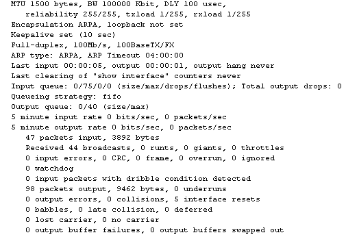 cisco output show interfaces FastEthernet 0/0