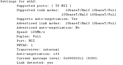 vyatta output show interfaces ethernet eth0 physical