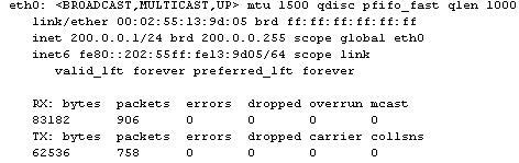 vyatta output show interfaces ethernet eth0 statistics