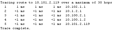 windows output tracert