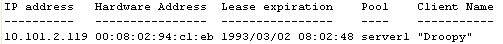 vyatta output show dhcp lease