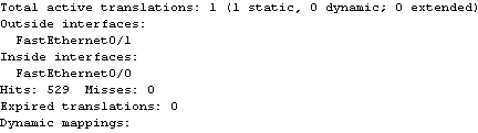 Cisco output show ip nat statistics