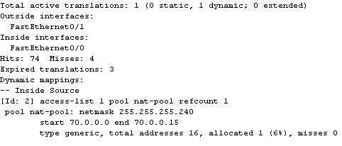 cisco output show ip nat statistics