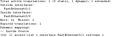 cisco output show ip nat statistics