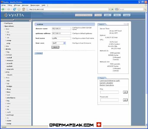 vyatta web platform operational mode