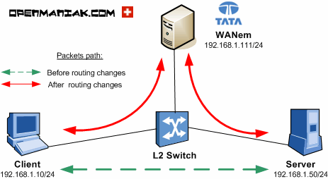 wanem: scenario with client and server in the same broadcast domain