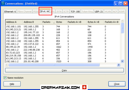 wireshark statistics conversations ip