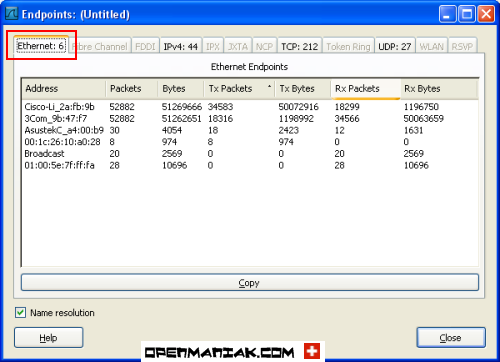 wireshark statistics endpoints ethernet