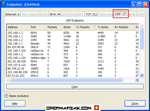 wireshark statistics endpoints udp