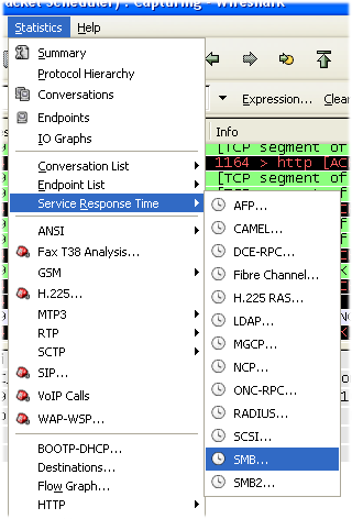 wireshark service response time