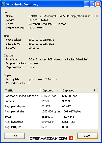 wireshark statistics summary