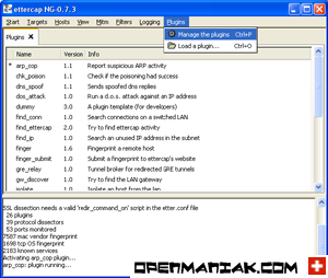 Manage the plugins plugins man in the middle attack  openmaniak ettercap